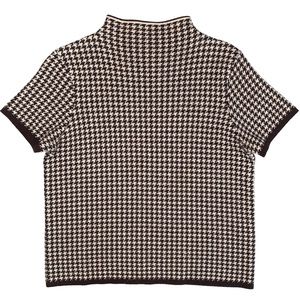 Josephine Chaus Merino Wool Houndstooth Mock Neck Sweater